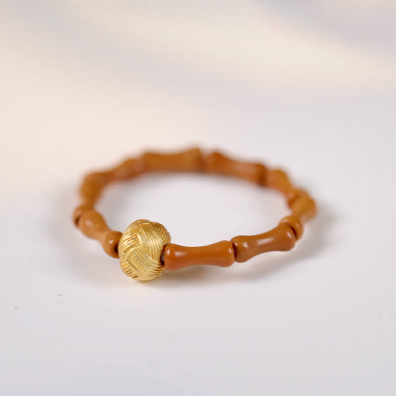 Wear FengShui Olive Pit Bead Copper Coin Inner Strength Ring