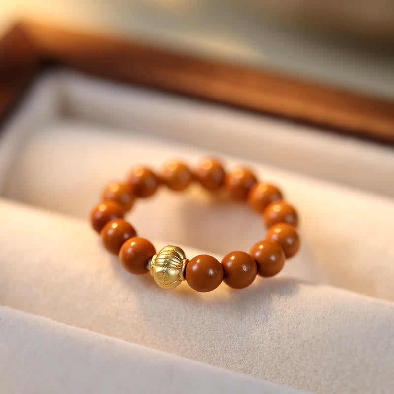 Wear FengShui Olive Pit Bead Copper Coin Inner Strength Ring
