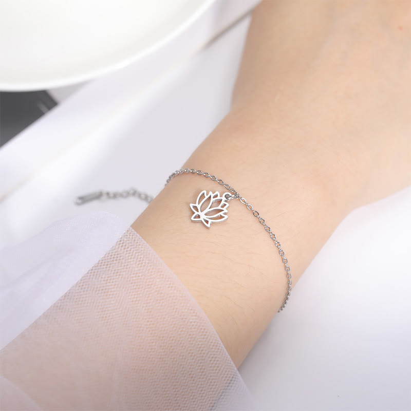 Wear FengShui Lotus Pattern Titanium Steel Enlightenment Bracelet