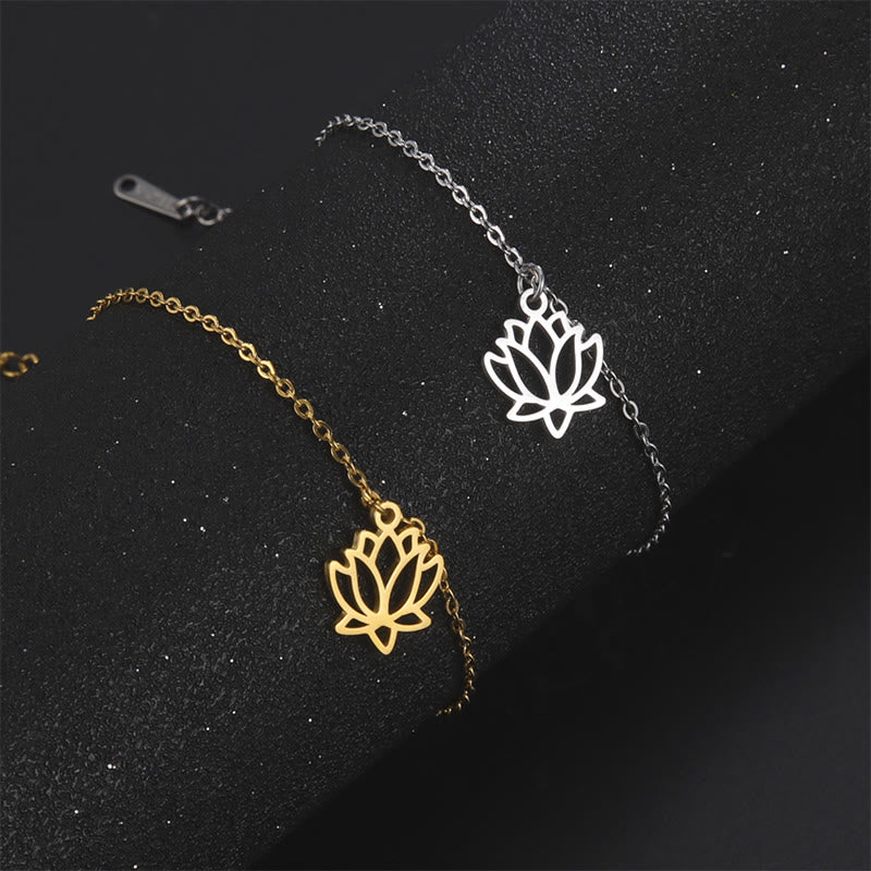 Wear FengShui Lotus Pattern Titanium Steel Enlightenment Bracelet