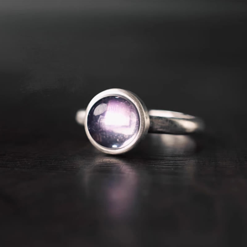 Wear FengShui Natural 925 Sterling Silver Amethyst Adjustable Balance Ring