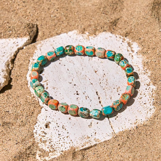 Wear FengShui Natural Colorful Emperor Stone Oval Square Beads Anti-stress Bracelet