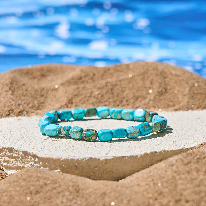 Wear FengShui Natural Colorful Emperor Stone Oval Square Beads Anti-stress Bracelet