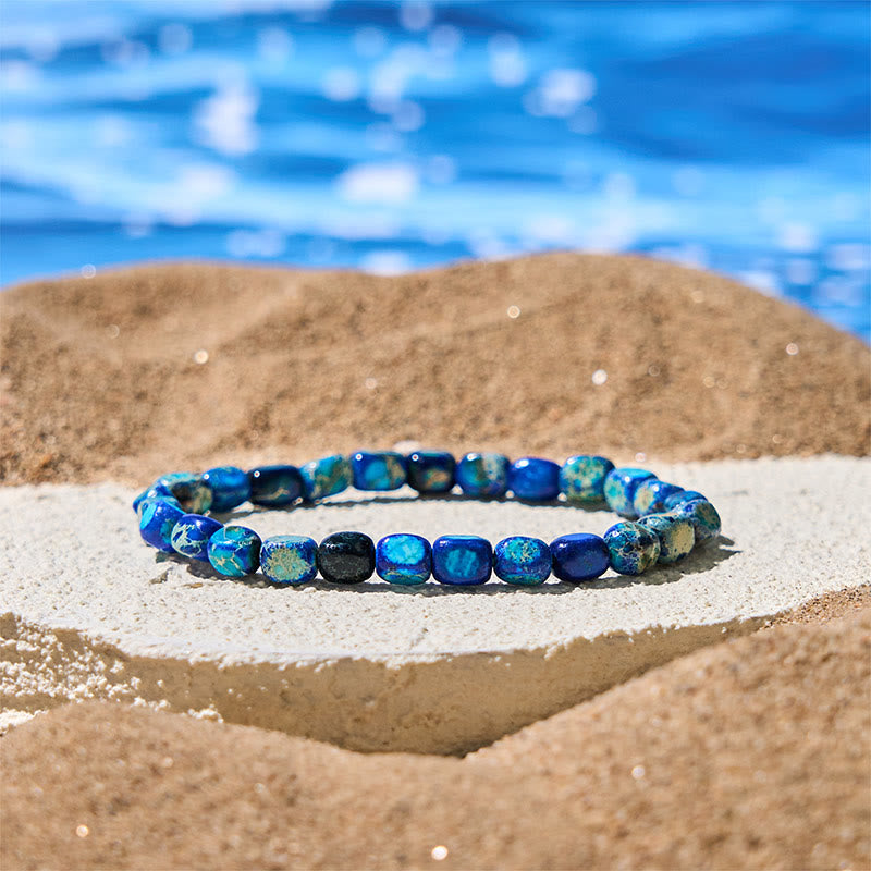 Wear FengShui Natural Colorful Emperor Stone Oval Square Beads Anti-stress Bracelet