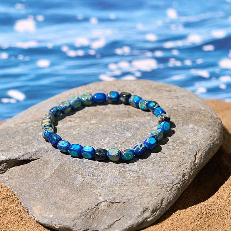 Wear FengShui Natural Colorful Emperor Stone Oval Square Beads Anti-stress Bracelet