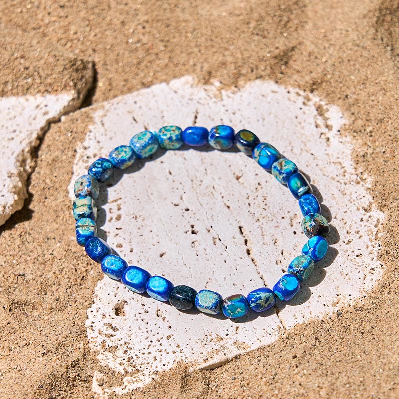 Wear FengShui Natural Colorful Emperor Stone Oval Square Beads Anti-stress Bracelet