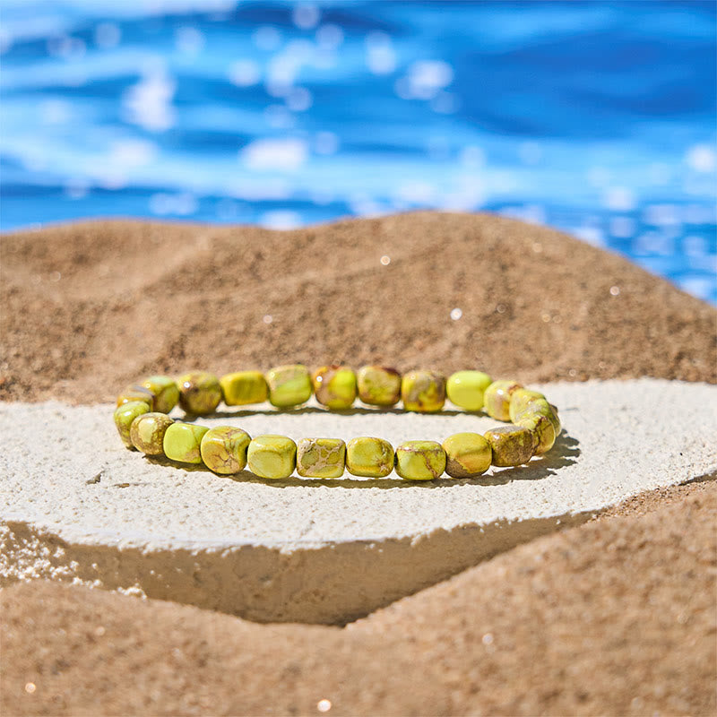 Wear FengShui Natural Colorful Emperor Stone Oval Square Beads Anti-stress Bracelet