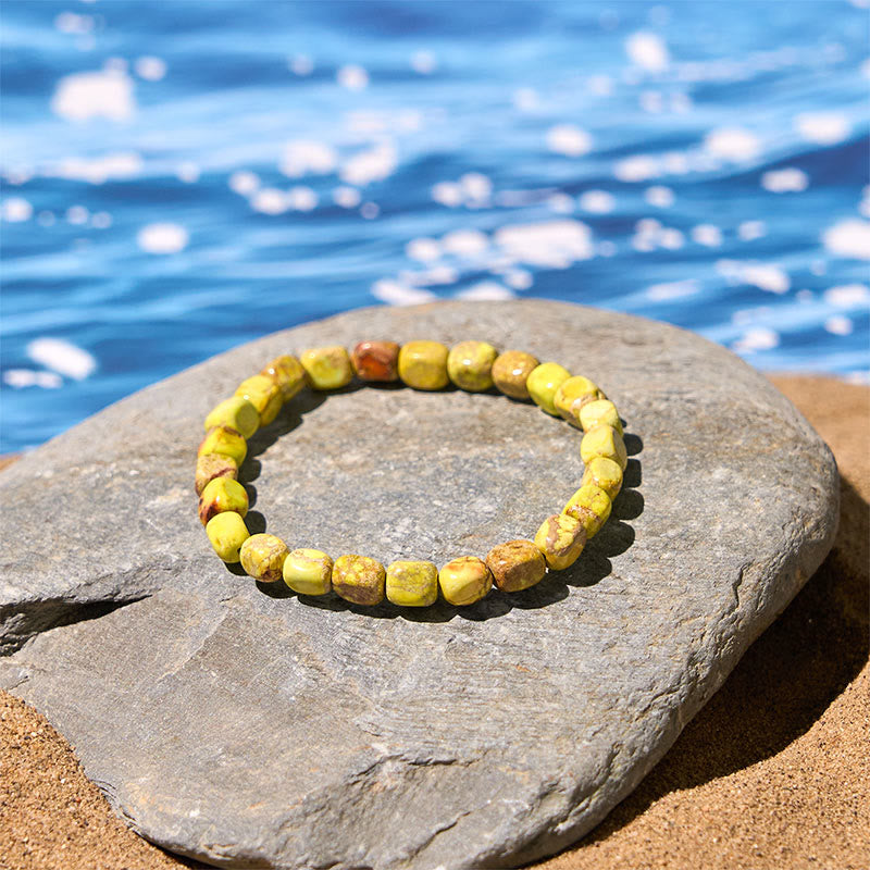 Wear FengShui Natural Colorful Emperor Stone Oval Square Beads Anti-stress Bracelet