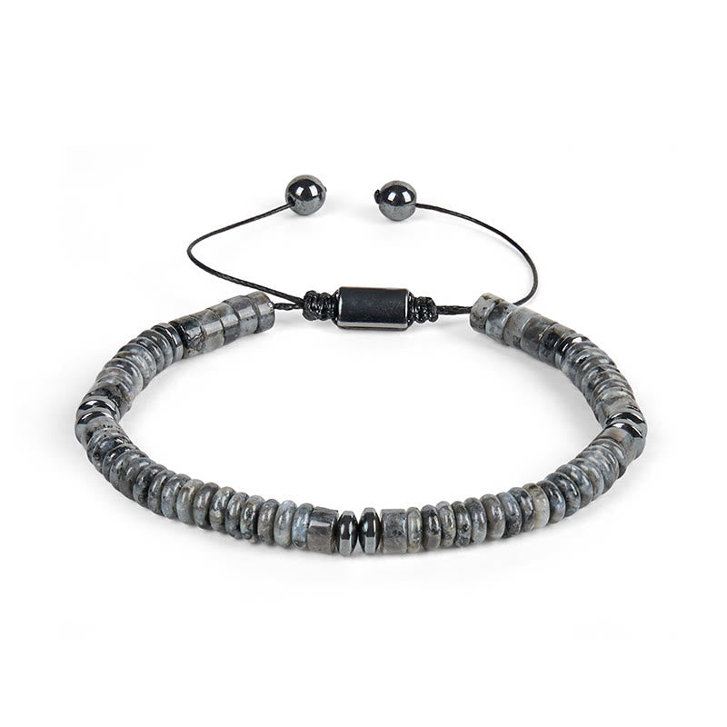 Wear FengShui Small Black Obsidian Green Aventurine Grey Jasper Tiger Eye Strength Rope Bracelet