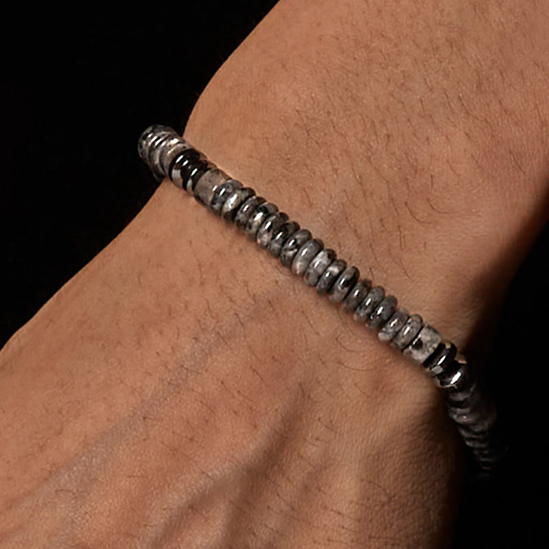 Wear FengShui Small Black Obsidian Green Aventurine Grey Jasper Tiger Eye Strength Rope Bracelet