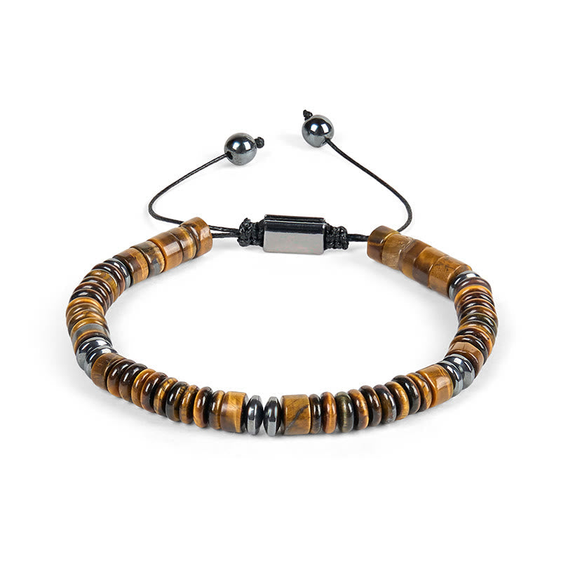 Wear FengShui Small Black Obsidian Green Aventurine Grey Jasper Tiger Eye Strength Rope Bracelet