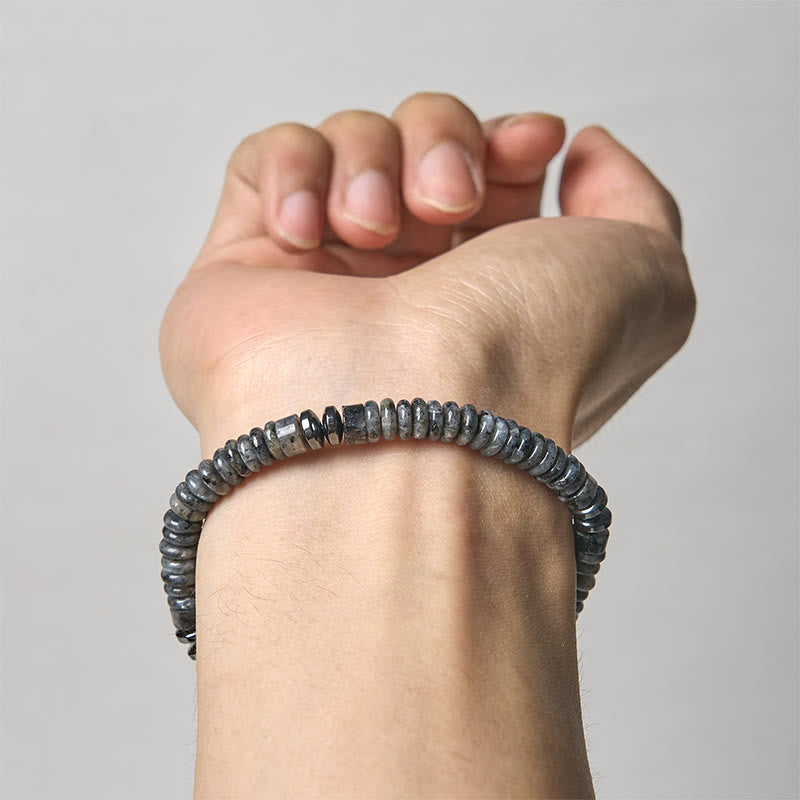 Wear FengShui Small Black Obsidian Green Aventurine Grey Jasper Tiger Eye Strength Rope Bracelet