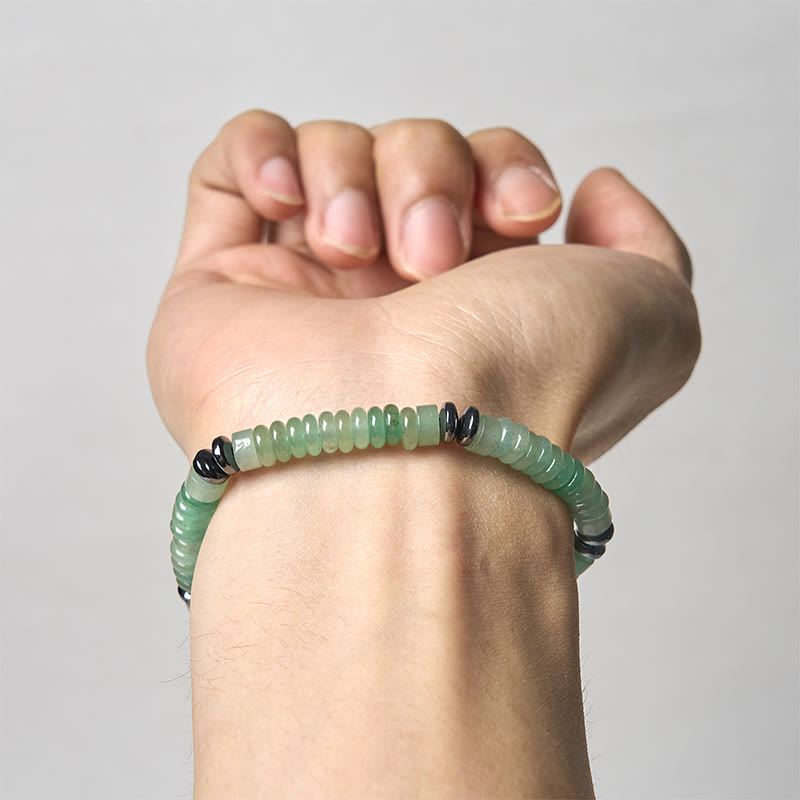 Wear FengShui Small Black Obsidian Green Aventurine Grey Jasper Tiger Eye Strength Rope Bracelet