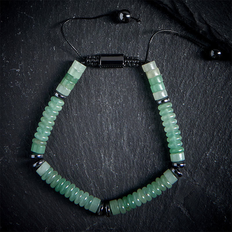 Wear FengShui Small Black Obsidian Green Aventurine Grey Jasper Tiger Eye Strength Rope Bracelet