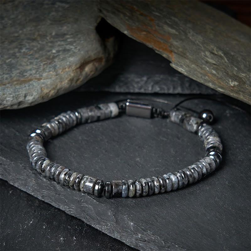 Wear FengShui Small Black Obsidian Green Aventurine Grey Jasper Tiger Eye Strength Rope Bracelet