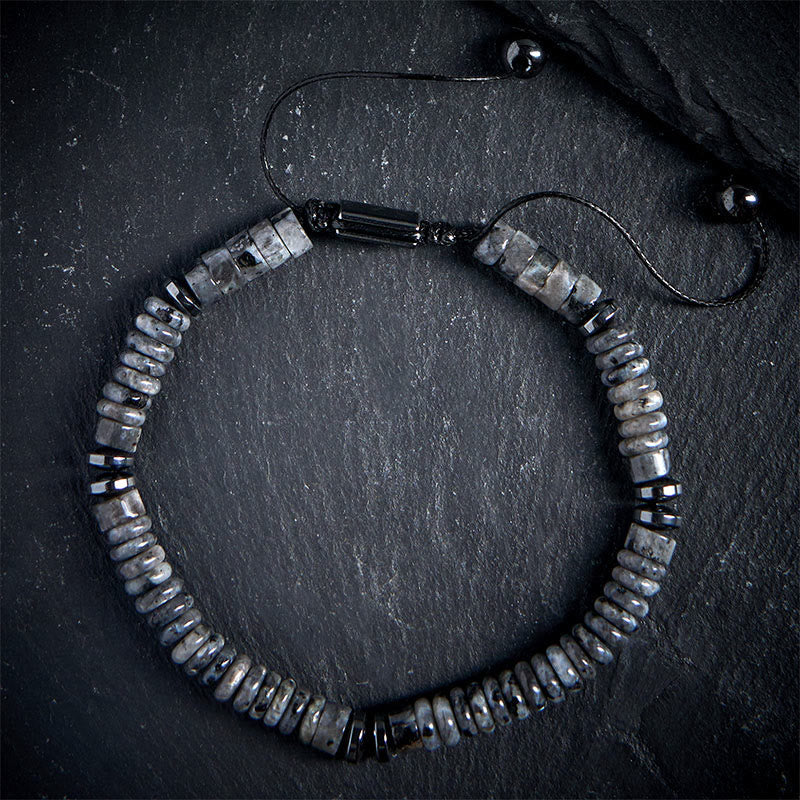 Wear FengShui Small Black Obsidian Green Aventurine Grey Jasper Tiger Eye Strength Rope Bracelet