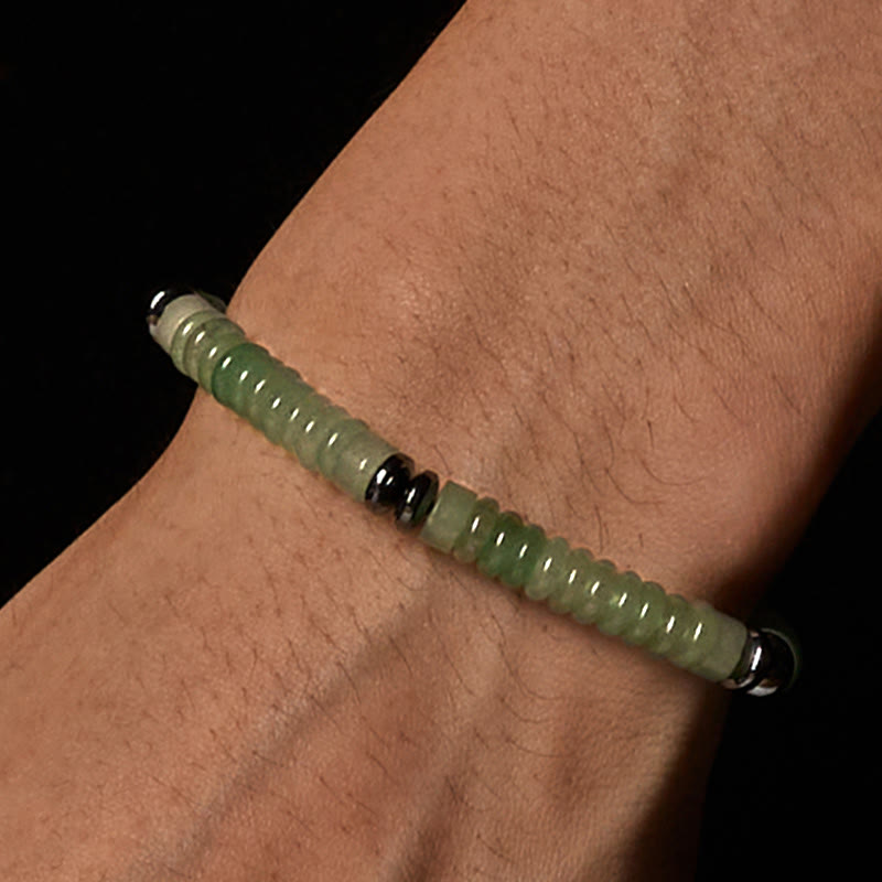Wear FengShui Small Black Obsidian Green Aventurine Grey Jasper Tiger Eye Strength Rope Bracelet