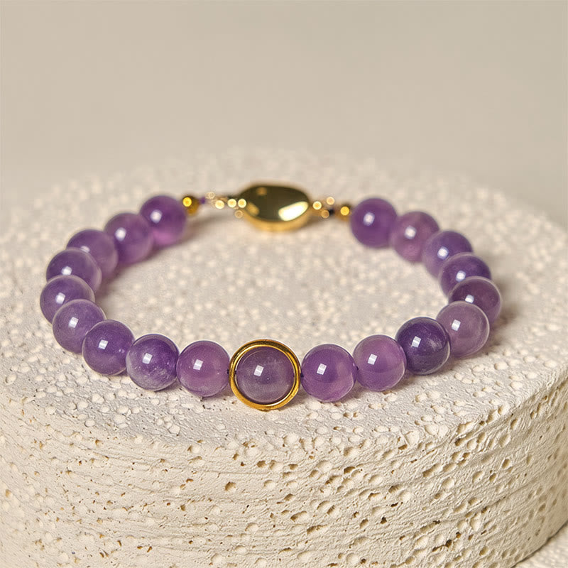 Wear FengShui Natural Amethyst Beads Balance Relieves Stress Buckle Bracelet