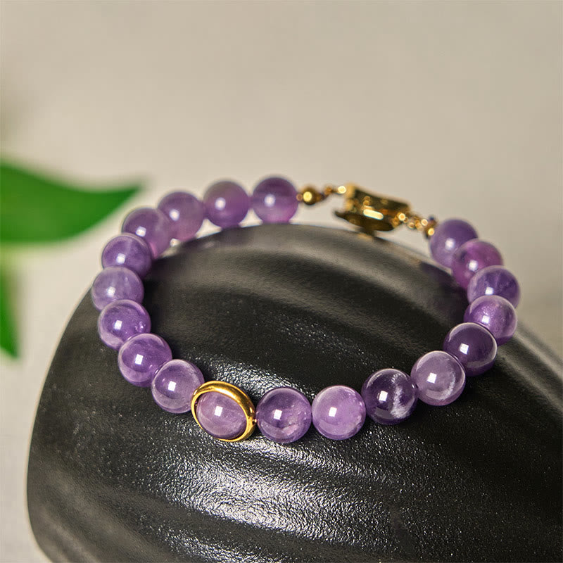 Wear FengShui Natural Amethyst Beads Balance Relieves Stress Buckle Bracelet