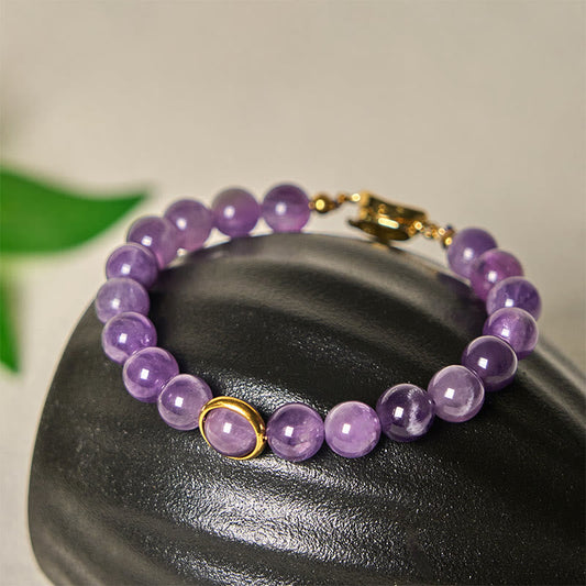 Wear FengShui Natural Amethyst Beads Balance Relieves Stress Buckle Bracelet