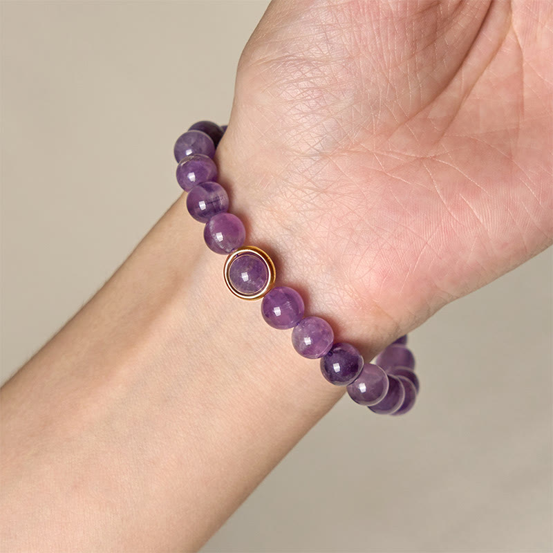 Wear FengShui Natural Amethyst Beads Balance Relieves Stress Buckle Bracelet