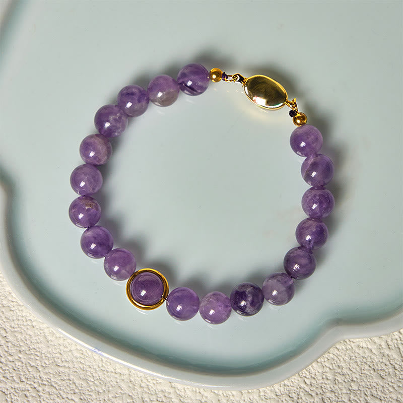Wear FengShui Natural Amethyst Beads Balance Relieves Stress Buckle Bracelet