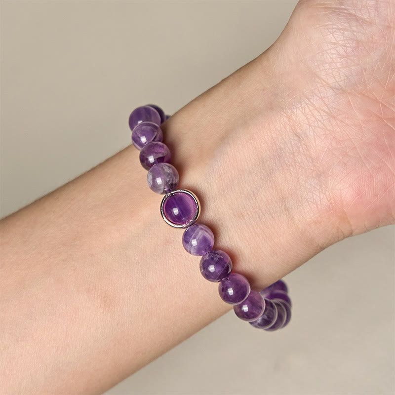 Wear FengShui Natural Amethyst Beads Balance Relieves Stress Buckle Bracelet