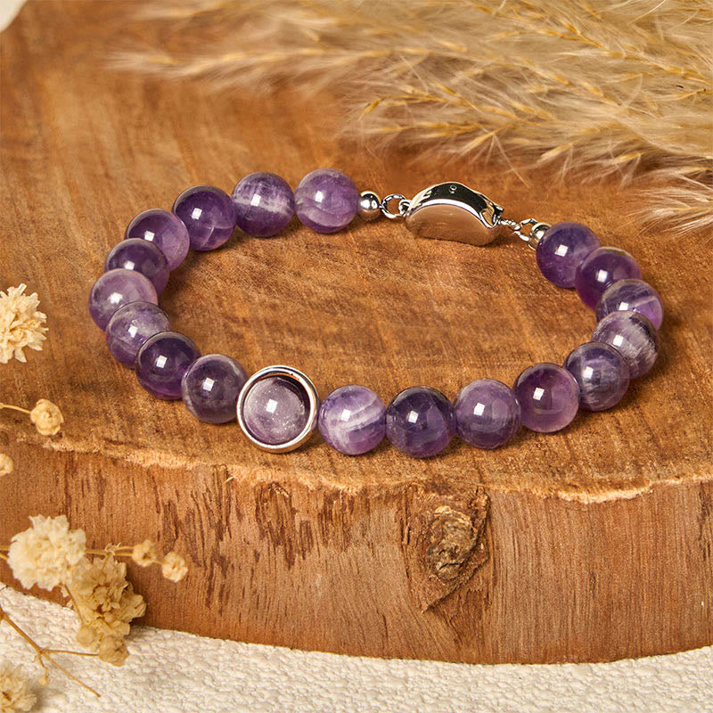 Wear FengShui Natural Amethyst Beads Balance Relieves Stress Buckle Bracelet