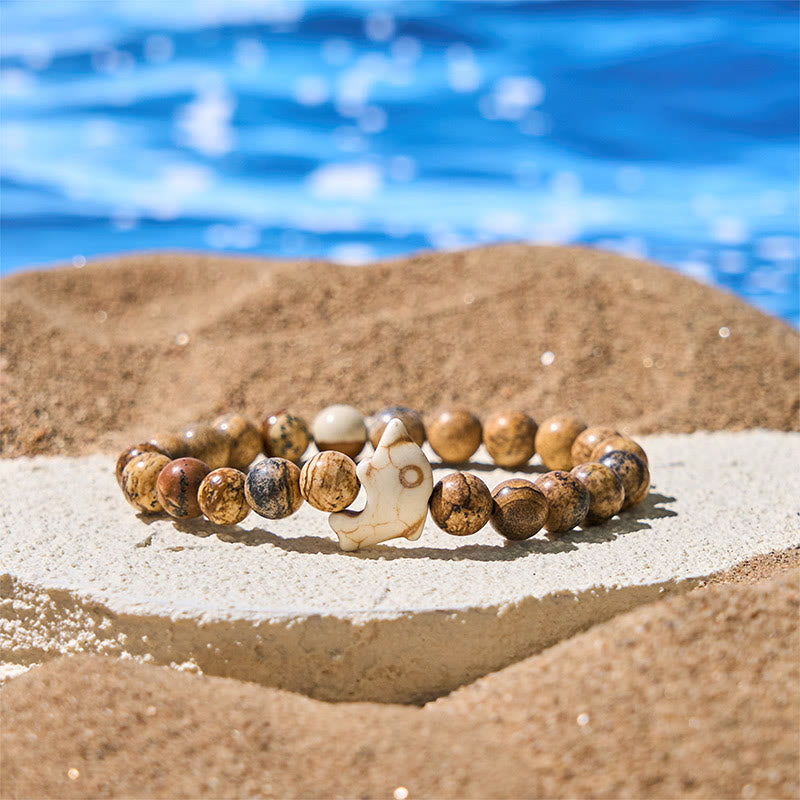 Wear FengShui Natural Various Stones Dolphin Spiritual Balance Bracelet