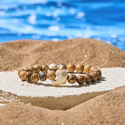 Wear FengShui Natural Various Stones Dolphin Spiritual Balance Bracelet
