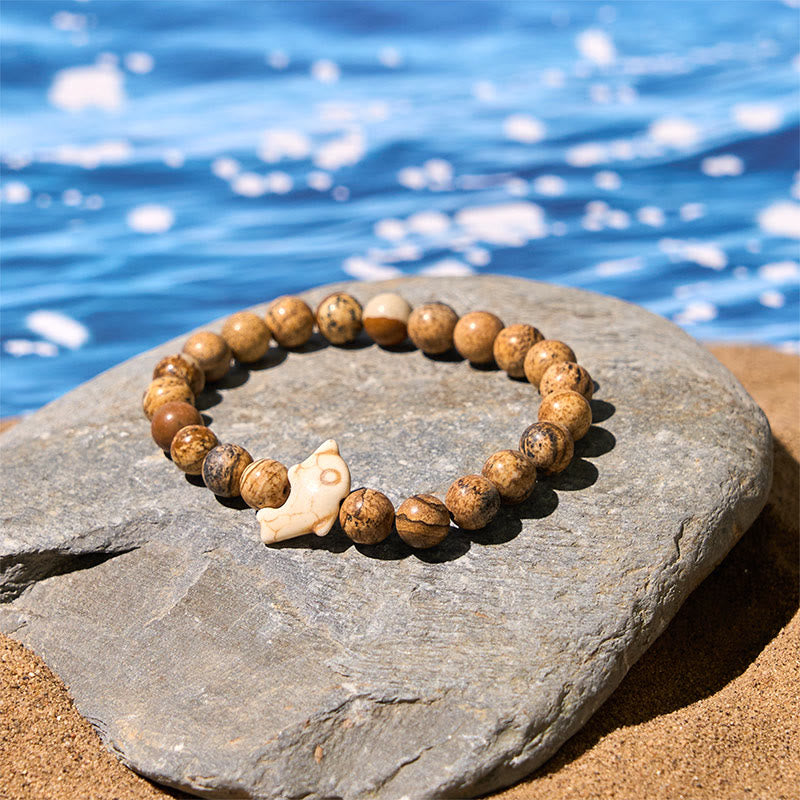 Wear FengShui Natural Various Stones Dolphin Spiritual Balance Bracelet