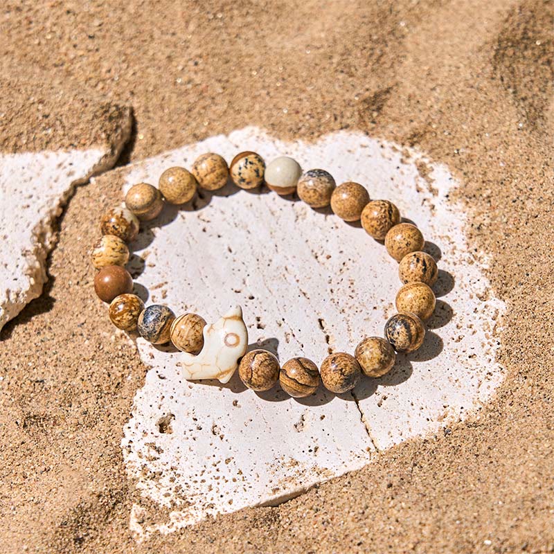 Wear FengShui Natural Various Stones Dolphin Spiritual Balance Bracelet