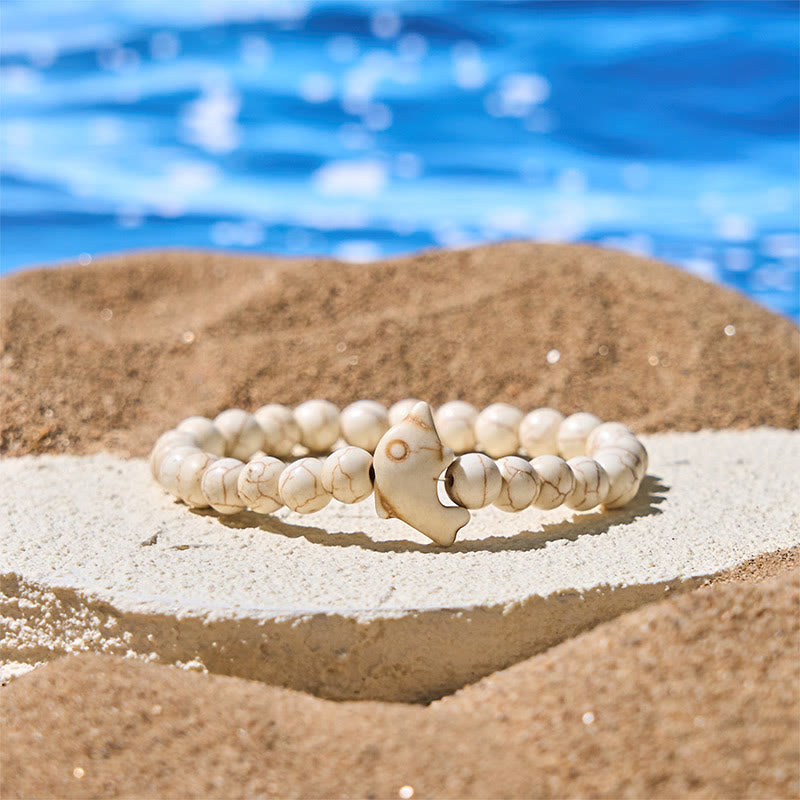 Wear FengShui Natural Various Stones Dolphin Spiritual Balance Bracelet