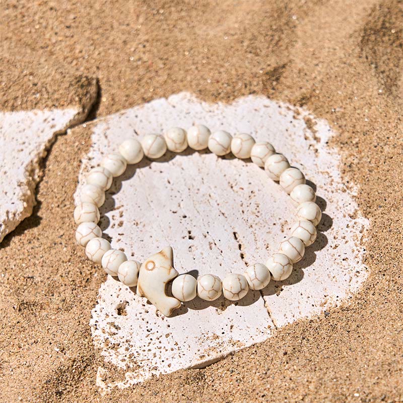 Wear FengShui Natural Various Stones Dolphin Spiritual Balance Bracelet