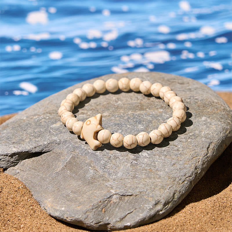 Wear FengShui Natural Various Stones Dolphin Spiritual Balance Bracelet