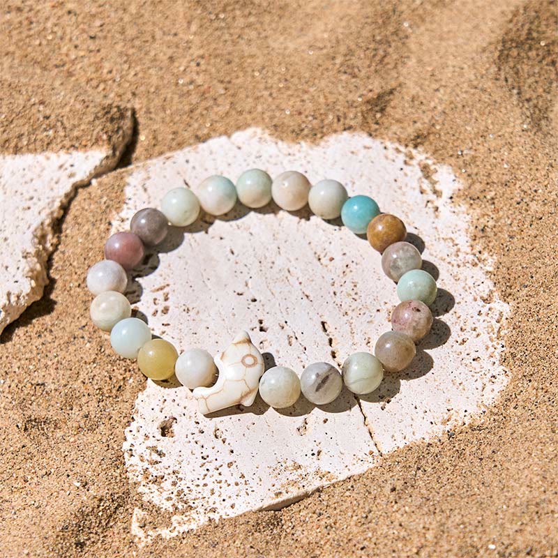 Wear FengShui Natural Various Stones Dolphin Spiritual Balance Bracelet