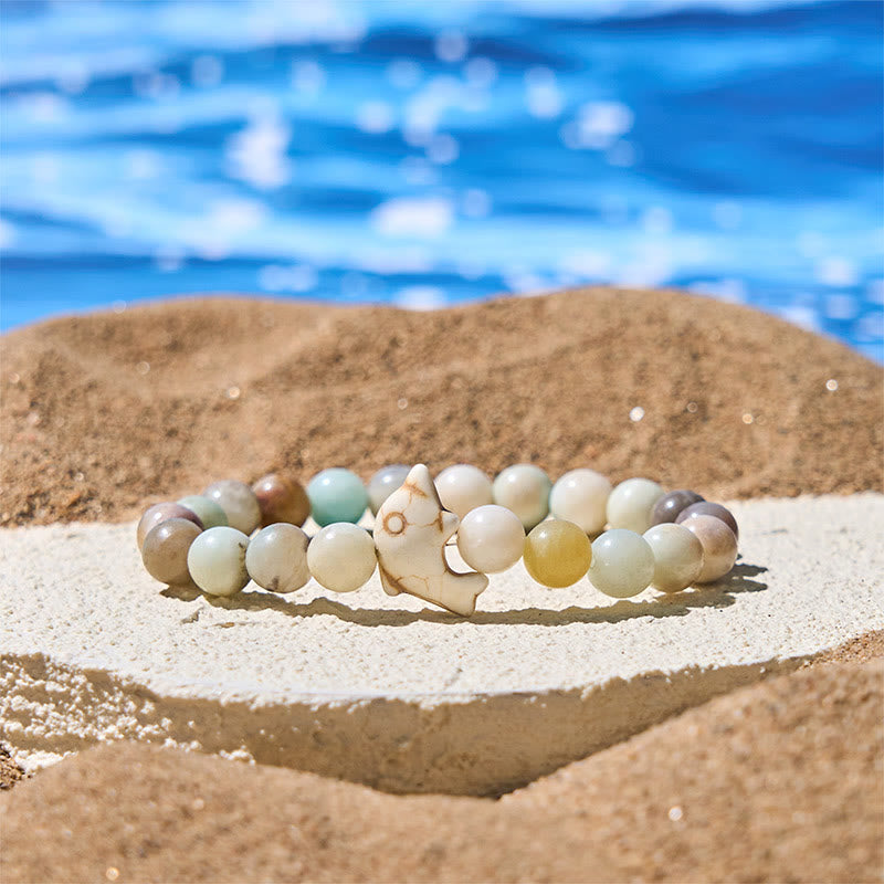 Wear FengShui Natural Various Stones Dolphin Spiritual Balance Bracelet