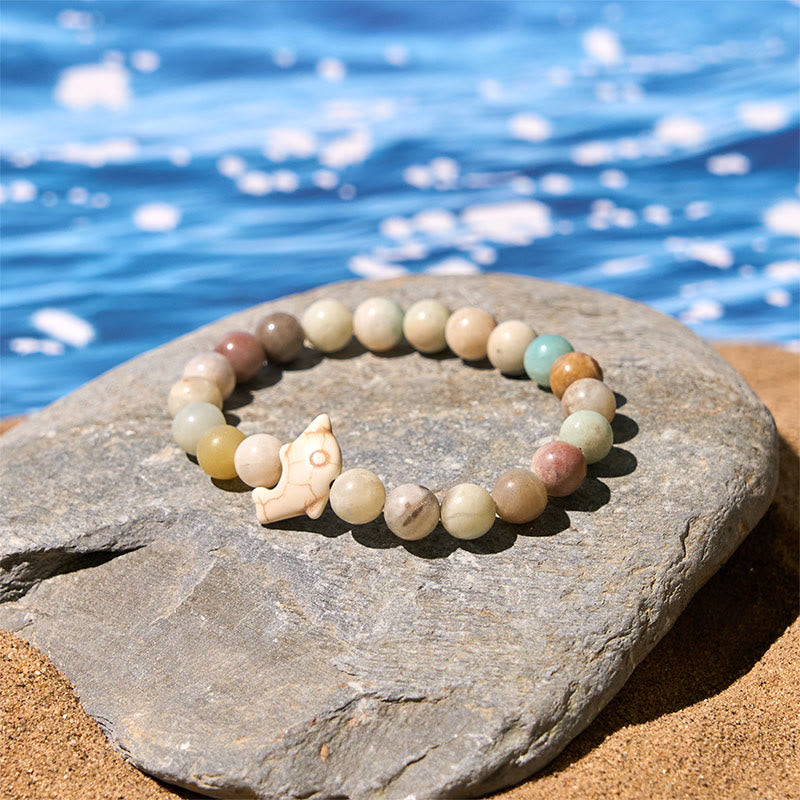 Wear FengShui Natural Various Stones Dolphin Spiritual Balance Bracelet