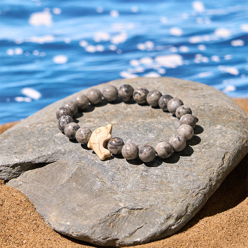 Wear FengShui Natural Various Stones Dolphin Spiritual Balance Bracelet