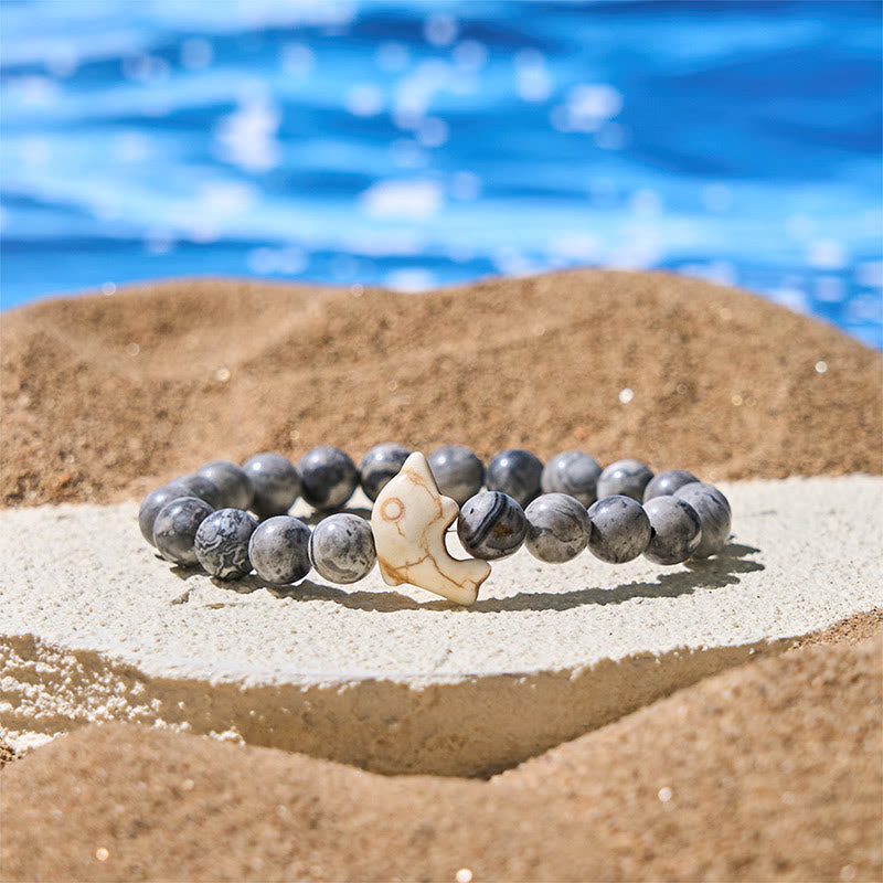 Wear FengShui Natural Various Stones Dolphin Spiritual Balance Bracelet