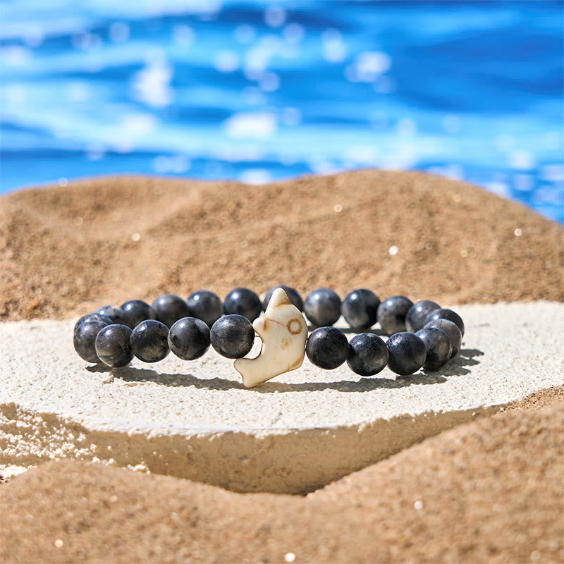 Wear FengShui Natural Various Stones Dolphin Spiritual Balance Bracelet