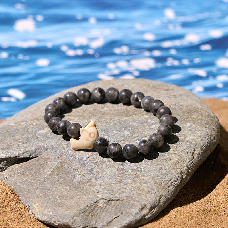 Wear FengShui Natural Various Stones Dolphin Spiritual Balance Bracelet