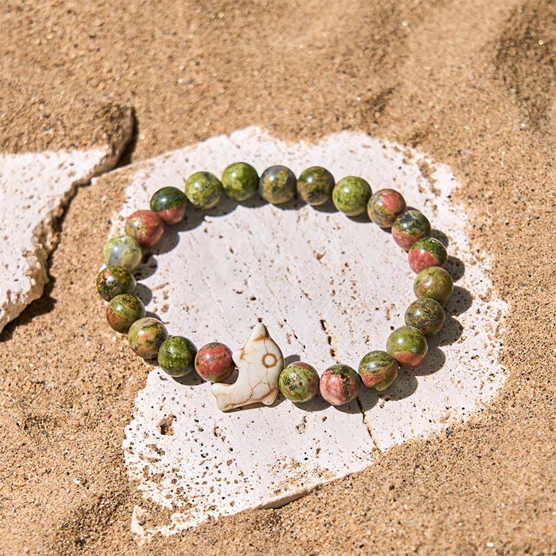 Wear FengShui Natural Various Stones Dolphin Spiritual Balance Bracelet