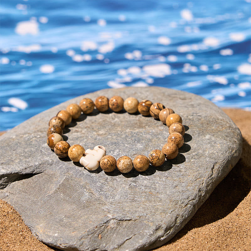 Wear FengShui Natural Various Stones Elephant Spiritual Strength Bracelet