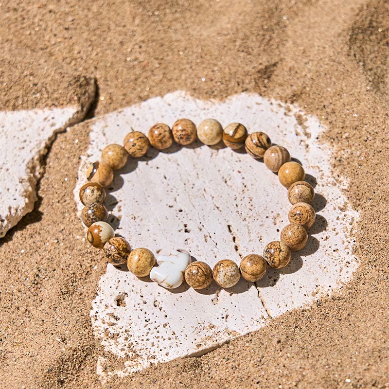 Wear FengShui Natural Various Stones Elephant Spiritual Strength Bracelet