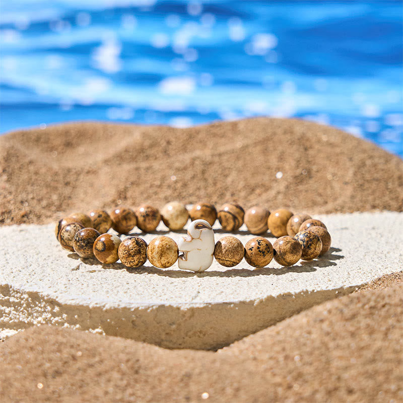 Wear FengShui Natural Various Stones Elephant Spiritual Strength Bracelet