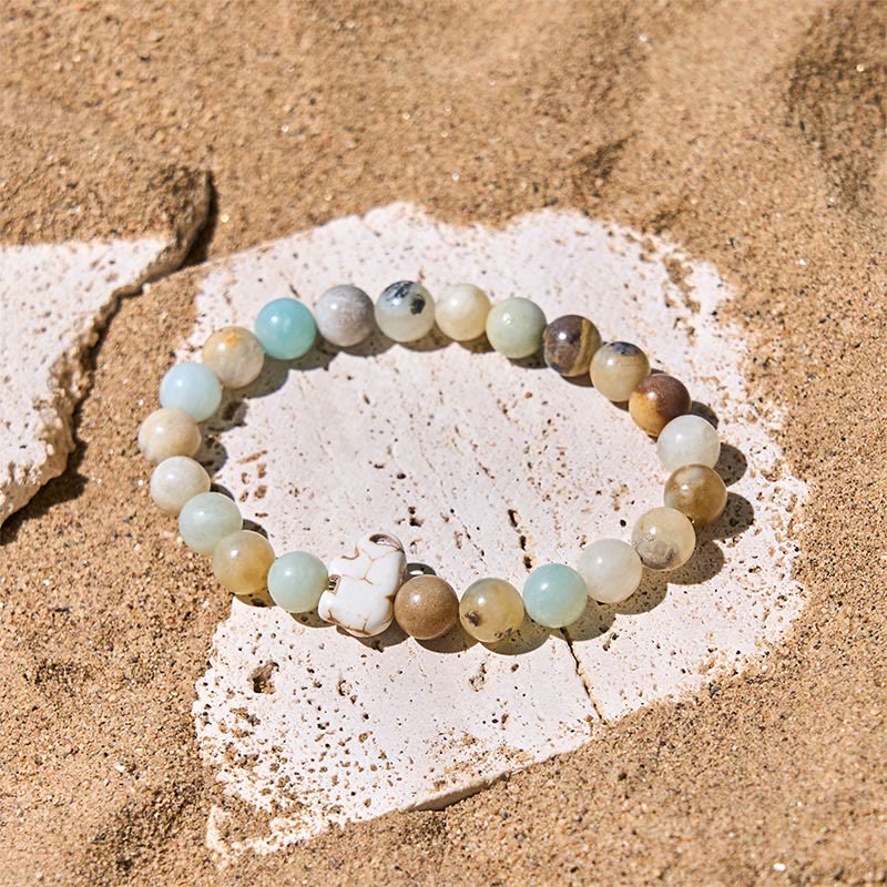 Wear FengShui Natural Various Stones Elephant Spiritual Strength Bracelet