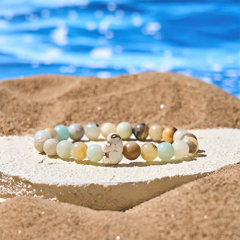 Wear FengShui Natural Various Stones Elephant Spiritual Strength Bracelet