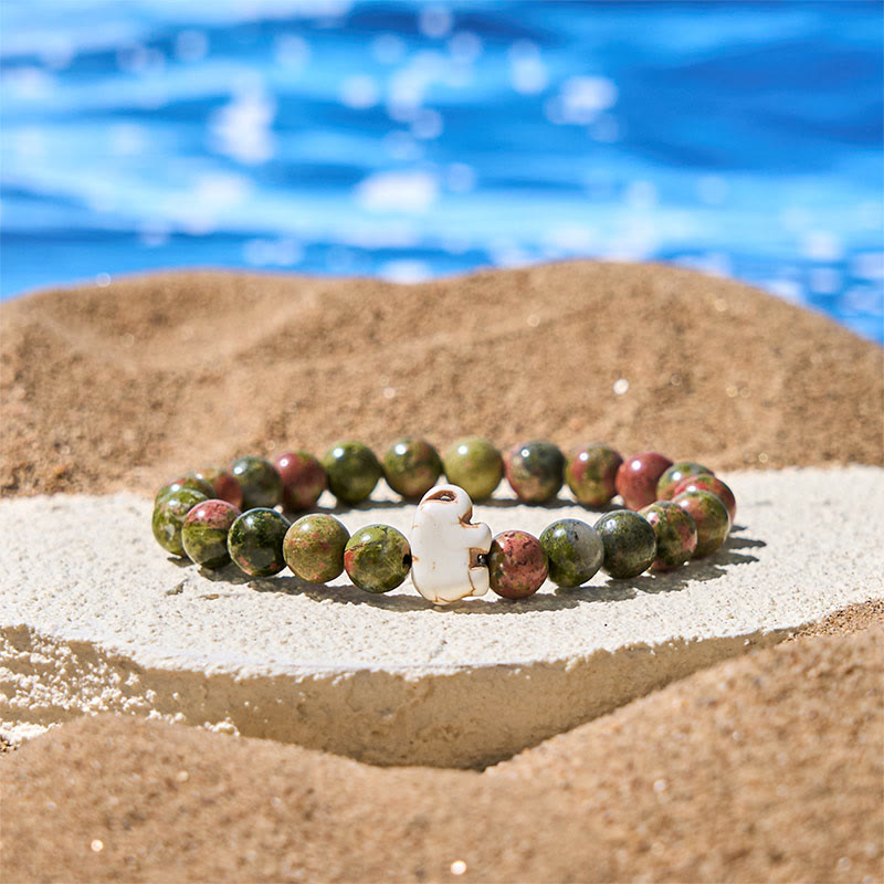 Wear FengShui Natural Various Stones Elephant Spiritual Strength Bracelet