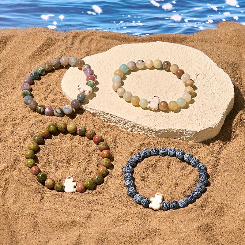 Wear FengShui Natural Various Stones Elephant Spiritual Strength Bracelet